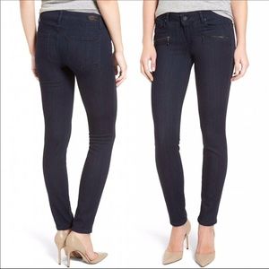Paige Indigo Zip Embellished Skinny Jeans Zipper